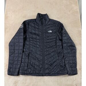 The North Face Thermoball Jacket Womens Small Black Quilted Insulated Logo EUC